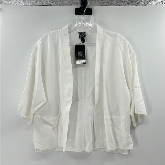 Clara Sun Woo Women's Open Front Linen Blend Cardigan - White - Small - NWT - Picture 1 of 6